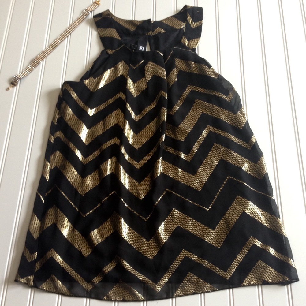 iZ Byer Glitter Sheer Lined Sleeveless Tank Shiny Gold Dressy Casual NWT